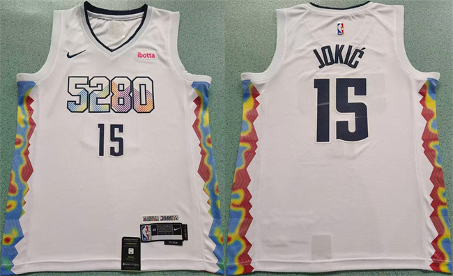 Men's Denver Nuggets #15 Nikola Jokić White 2024/25 City Edition Stitched Basketball Jersey